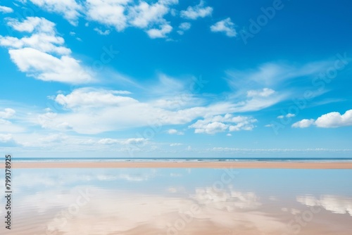 beach with blue sky and white clouds