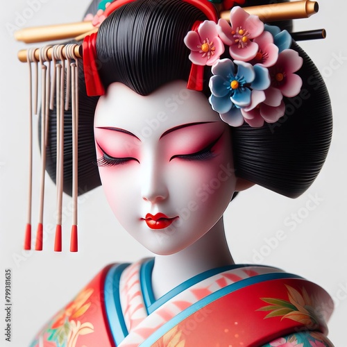 chinese geisha statue on white
