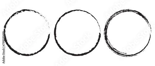 Set of hand drawn doodle ellipses design. Hand drawn circle line sketch set isolated on white background. Abstract, Modern design element, circle with brush. Circles icon with black brush circles. 