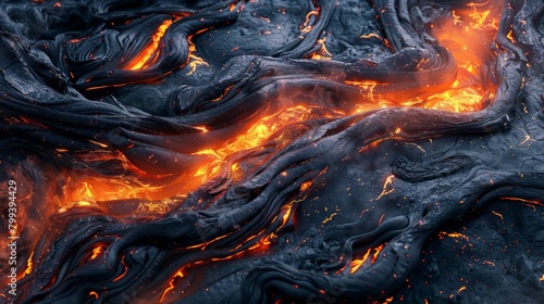 Lava flow from a volcano