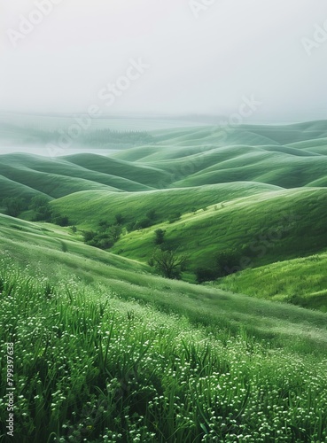 Green rolling hills of Tuscany Italy