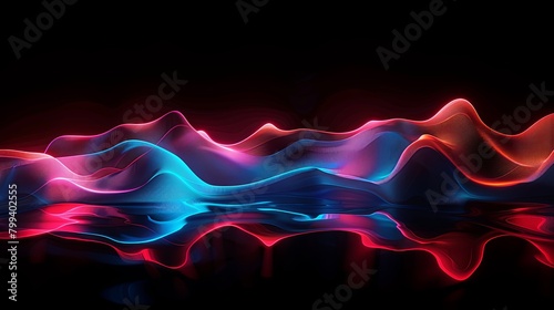 fondo abstracto, ondas con luces de neón