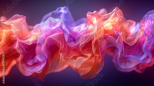  A collection of varied hued smoke elements against a backdrop of blue and pink, featuring a red and pink stripe interposed