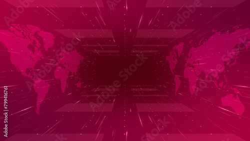 Abstract red news background with world map and lighting lines texture pattern full screen photo design background