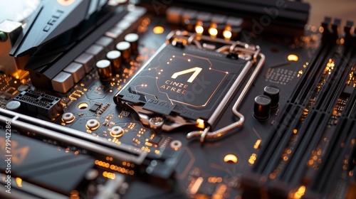 AI Technology at its Finest Illuminated Motherboard Chipsets in Stunning Macro Detail