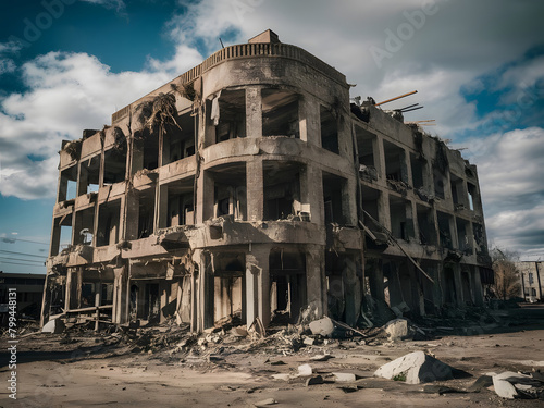 Edificio destruido por las consecuencias de la guerra
