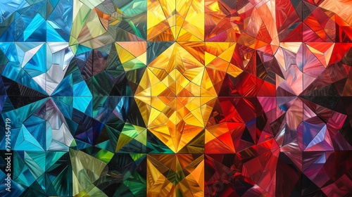 Kaleidoscopic wallpaper, geometric patterns in a mesmerizing array of colors and shapes