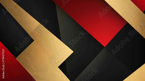 Sophisticated and Striking: A Ravishing Blend of Red, Gold, and Black in an Elegant Abstract Geometric Presentation