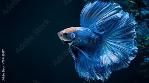 close-up of blue Siamese fighting fish betta splendens 