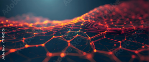This striking image showcases a glowing network of interconnected nodes that resemble a web, highlighting concepts of connectivity and advanced technology