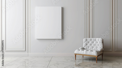 mock up poster frame in hipster interior background minimalist Style house 3d illustration