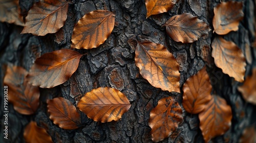 A close-up picture of brown tree bark in a dense forest.