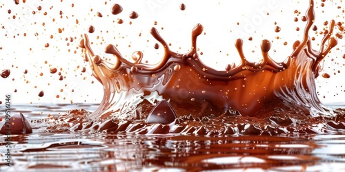 Rich brown liquid cascades into the water, creating a mesmerizing dance of textures and patterns.