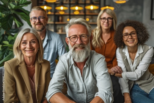 Portrait of a smiling senior man with his family at home.