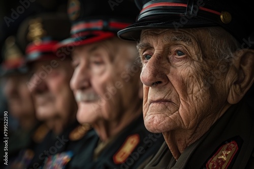 Veterans stand tall in their uniforms, a living testament to the courage and resilience of the human spirit.