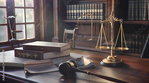 judge gavel, scales of justice and Books. Law firm courtroom,a law office, Lawyers and judges ,legal office, stronger 