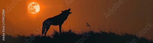 Howling Wolf, A lone wolf's silhouette howling at the moon