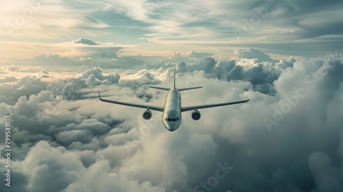 Plane in the sky above cloudscape flight travel travel