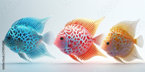 Tropical discus fish with beautiful colors