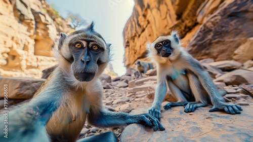 Chimerical Canyon Chronicles: A Quirky Selfie with a Pair of Pensive Primates