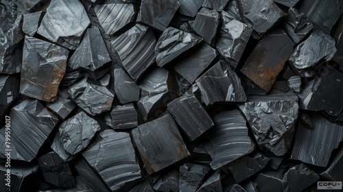 A close up of raw jagged pieces of anthracite coal