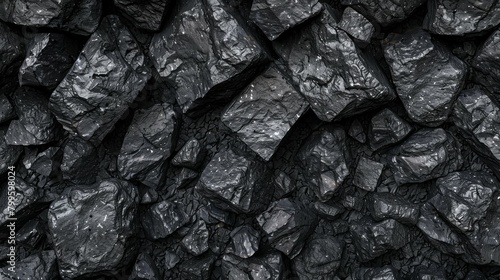 A close up of rough black coal lumps forming a textured pattern