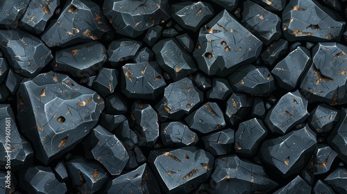 Rough cobalt stones with golden veins a rich mineral texture