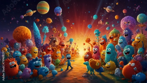 A picture of a lively, cartoon universe where every color bursts with personality through its animated inhabitants ai_generated
