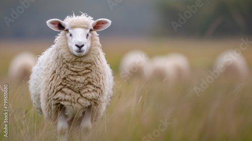 Sheep goat cheviot farming close up in the meadow