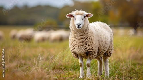 Sheep goat cheviot farming close up in the meadow