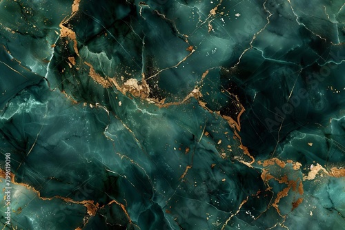 Luxury background illustration featuring a marble texture in shades of deep green and gold veining