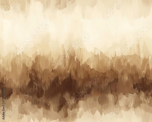 A sepia toned painting with a gradient from light to dark of a forest from the underbrush looking up at the sky.