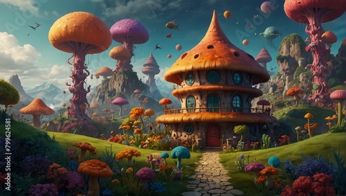 A fantastical realm where every corner is inhabited by vibrant, cartoon-esque beings, each with its own story to tell ai_generated