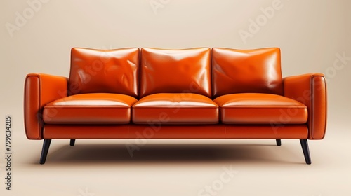 Leather Sofa Modern: A 3D vector illustration of a modern leather sofa
