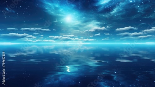 Serene Ocean Nightscape with Celestial Glow