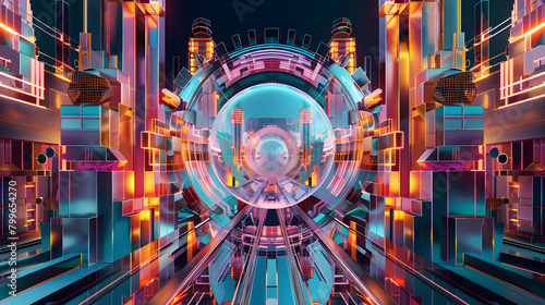 3d futuristic illustration visualized a Hyperparameter Optimization in abstract cityscape