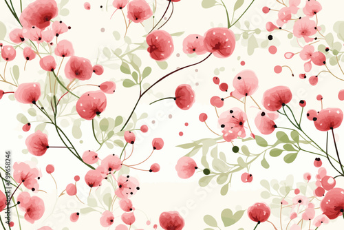 Cherry blossom seamless pattern Simple Sakura flowers watercolor print Spring blossom botanical illustration 