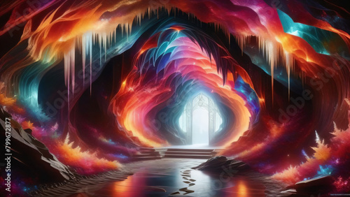 Shimmering brilliance of a multicolor crystal cave