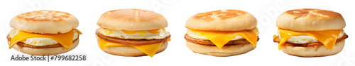 Collection of Egg Mcmuffin isolated on transparent png background. Generative ai