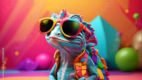 Cool Chameleon, Chameleon in Shades & Hat, Groovy Gecko: Sunglasses, Hat & Headphone Fun, "Funky Lizard: Stylish Sunglasses, Laid-back Chameleon: Sunglasses, Hat & Headphone, Funny chameleon, Sunglass