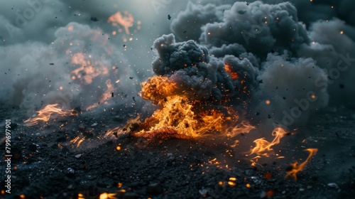 destruction of wealth and economic turmoil, dynamic motion of the flames and ashes, against a dark background , convey the concept of financial crisis and uncertainty 