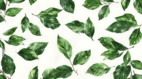 botanical pattern of green leaves on isolated background