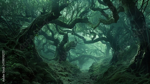 Beyond the veil of tangled vines and gnarled roots lies a world of wonder and danger. The trees themselves seem to come alive whispering . .