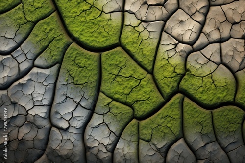 Cracked earth with moss