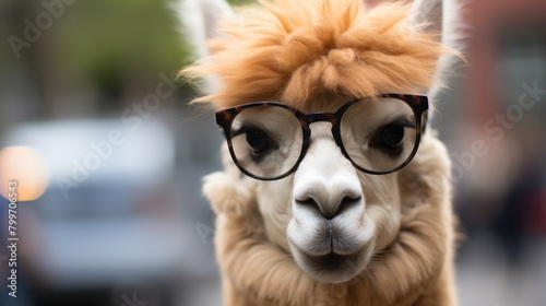 Adorable Alpaca Wearing Glasses