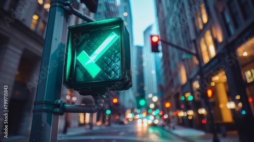A green arrow traffic signal allowing vehicles to turn left safely at an intersection, directing traffic flow efficiently.