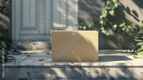E-commerce delivery box mockup on a doorstep