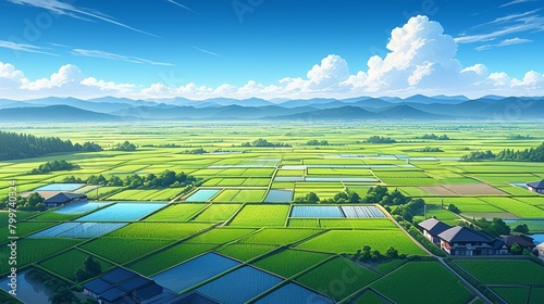 広大な田んぼの風景、空撮13