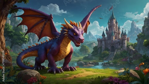 A fantasy cartoon game where players can cast spells and battle dragons in a vibrant, magical kingdom ai_generated