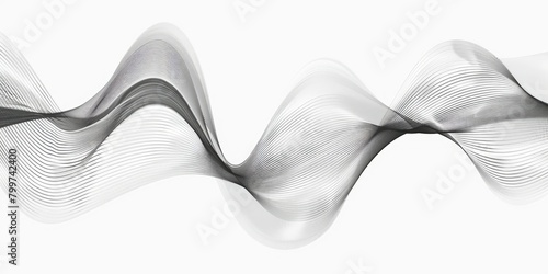technology abstract lines on white background. Undulate Grey Wave Swirl, frequency sound wave, twisted curve lines with blend effect.